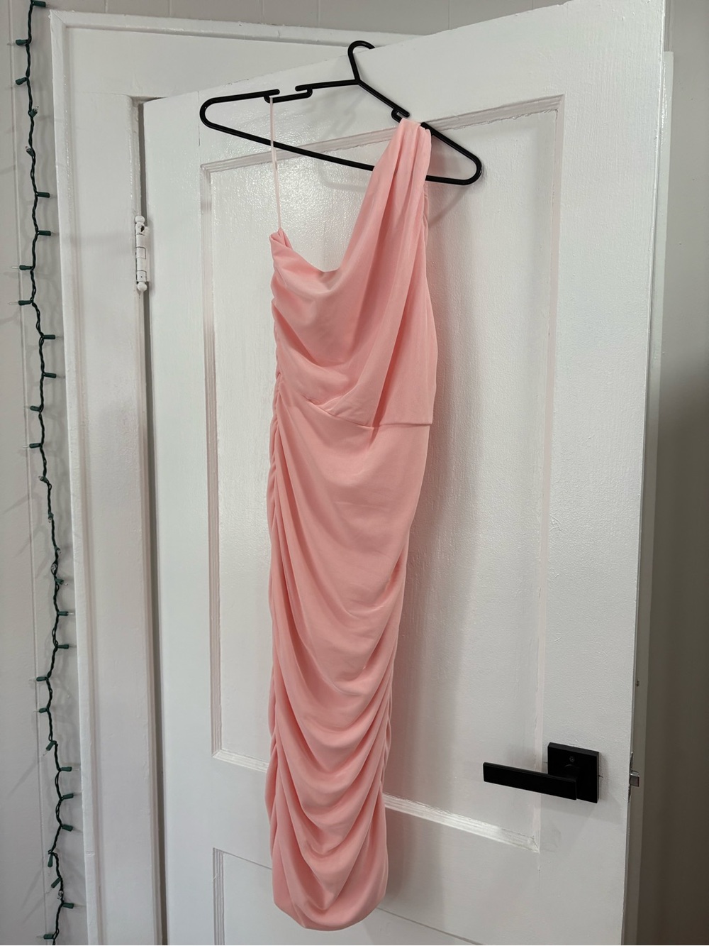 One-Shoulder Pink Ruched Dress